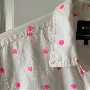 Bonobos - Riviera Short Sleeve Shirt- L - Slim Fit - Pink Spiral Dot
